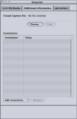 Figure. The Additional Information tab in the Inspector window.