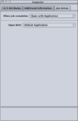 Figure. Job action form for opening an output media file with a specific application.