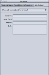 Figure. Job action form for using email to distribute an output media file.