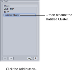 Figure. New, untitled cluster in Cluster section of Apple Qadministrator window.