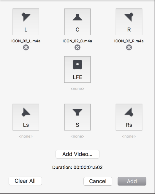 Surround sound channel assignment window