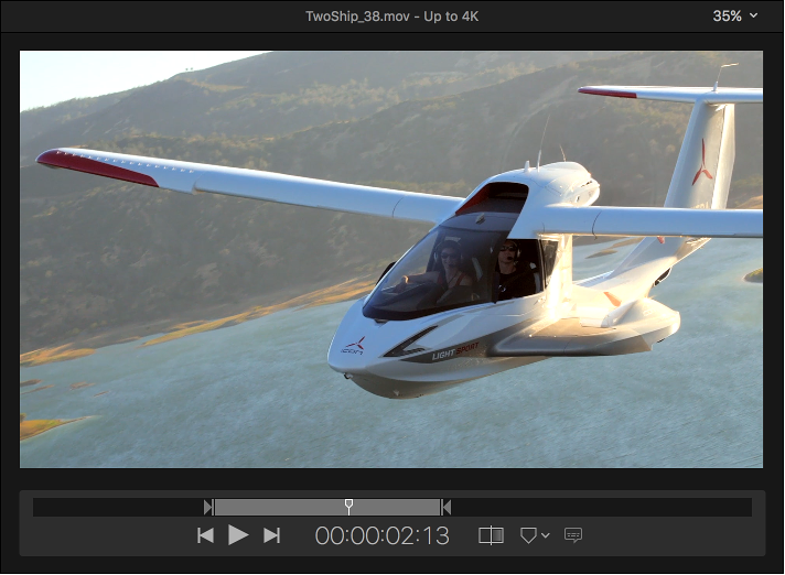 Preview area showing In and Out points marking range in the source clip