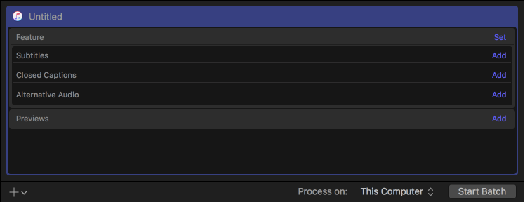 Batch area showing iTunes Store Package job.