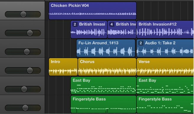 Figure. Different region types in the Tracks area.
