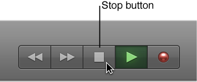 Figure. Transport buttons with Stop button selected.