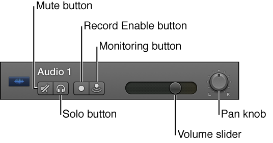 Figure. Track header, with controls called out.