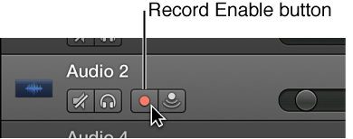 Figure. Track header showing Record Enable button