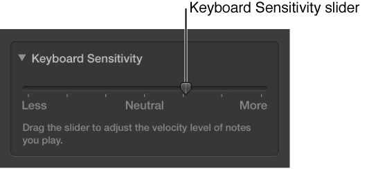 Figure. Keyboard Sensitivity slider in the Smart Controls inspector.