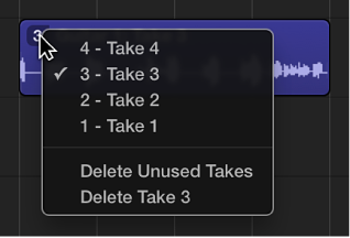 Figure. Showing the open pop-up menu for the take folder.