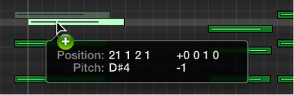 Figure. Option-dragging to copy a note in the Piano Roll Editor