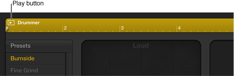 Figure. Drummer region showing Play button