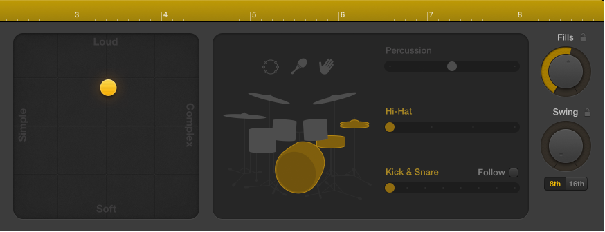 Figure. Drummer Editor showing performance controls