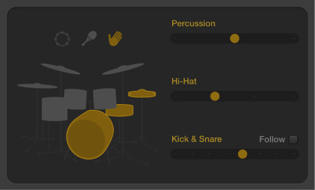 Figure. Drummer Editor showing acoustic pattern variation controls