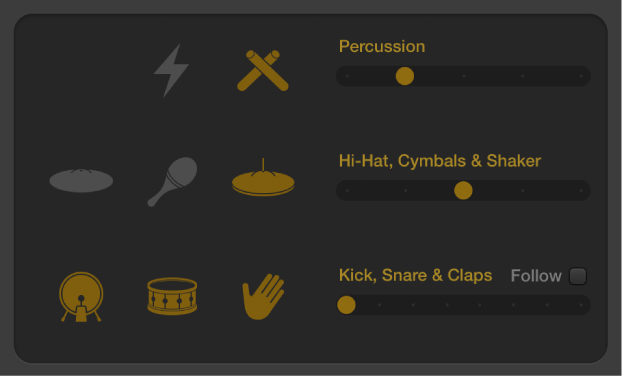 Figure. Drummer Editor showing electronic pattern variation controls