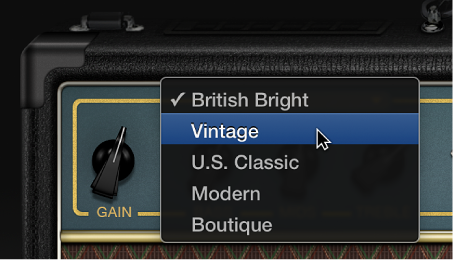 Figure. Amp Designer showing EQ pop-up menu
