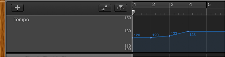 Figure. Tempo track open in the Tracks area