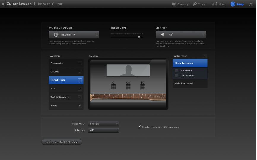 Figure. Learn to Play Setup window