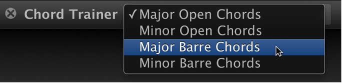 Figure. Chord Trainer pop-up menu