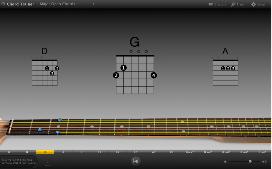 Figure. Chord Trainer showing practice chords