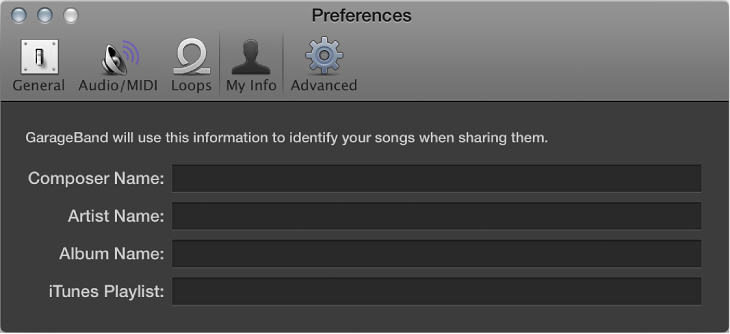 Figure. My Info preferences.