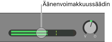 Raidan otsake, jossa näkyy äänenvoimakkuussäädin.