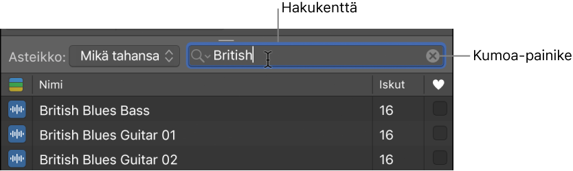 Hakukenttä Silmukkaselaimessa.