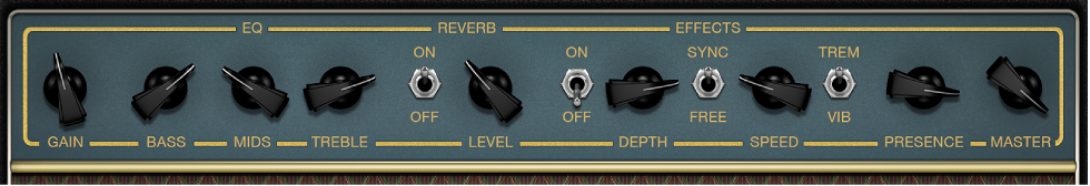 Amp Designer, jossa näkyvät vahvistinsäätimet.