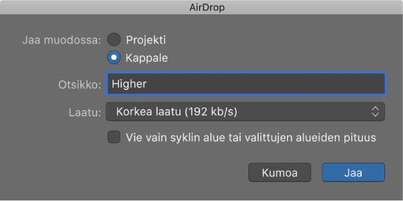 AirDrop-valintaikkuna.