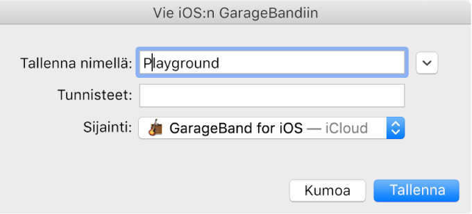 Vie iOS:n GarageBandiin.
