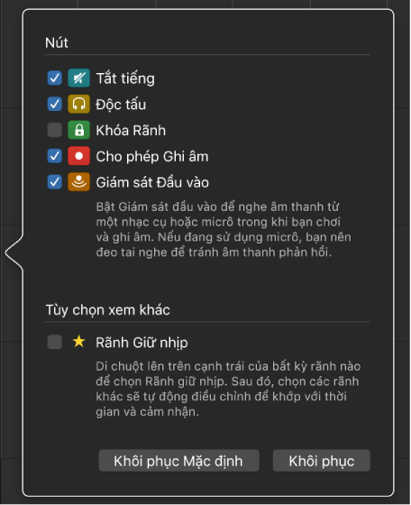 Hộp thoại Định cấu hình tiêu đề rãnh.