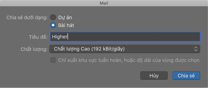 Hộp thoại MailDrop.