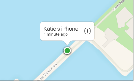 Paikannettu laite Etsi iPhoneni -kartalla.