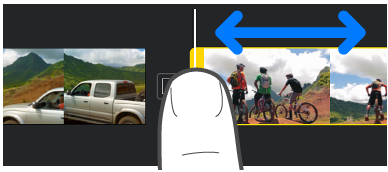 A clip being trimmed in the project timeline.