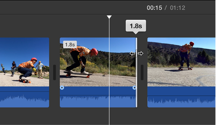 Edge of clip being dragged in timeline