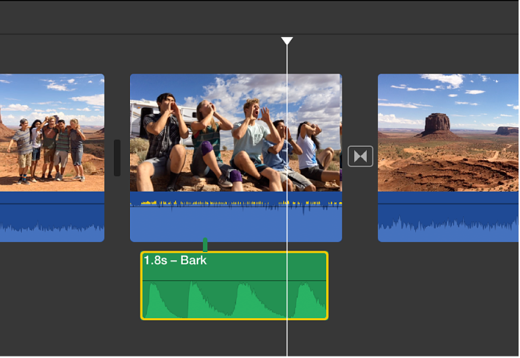 Audio clip selected in timeline