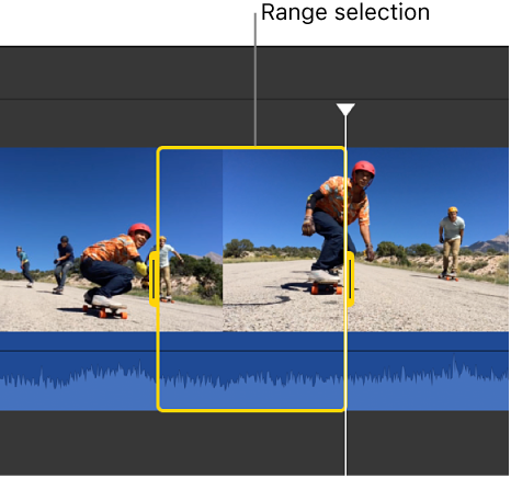 Selected range in clip in timeline