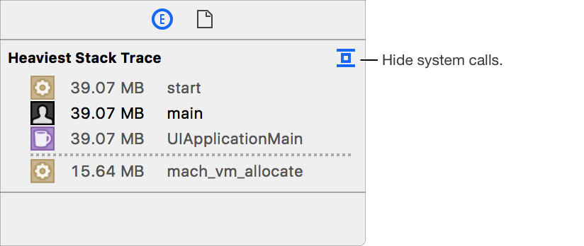Hiding system calls in the extended detail area of the inspector pane