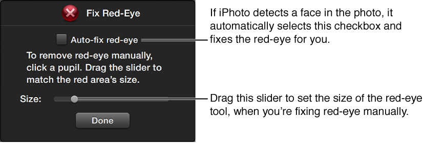 Image of Fix Red-Eye tool palette