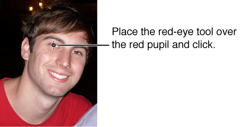 Image or red-eye tool placed over a subject's red pupil