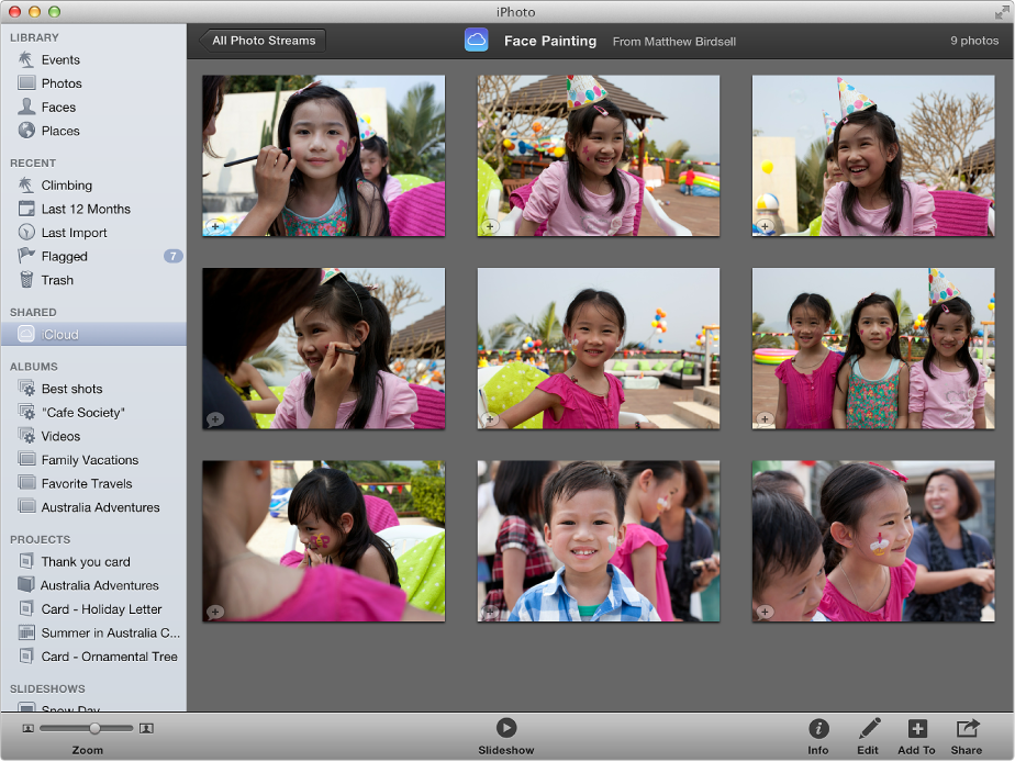 Photos in a shared photo stream