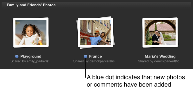 Photo Stream blue dots