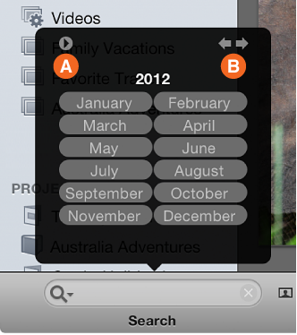Image of Search date pane