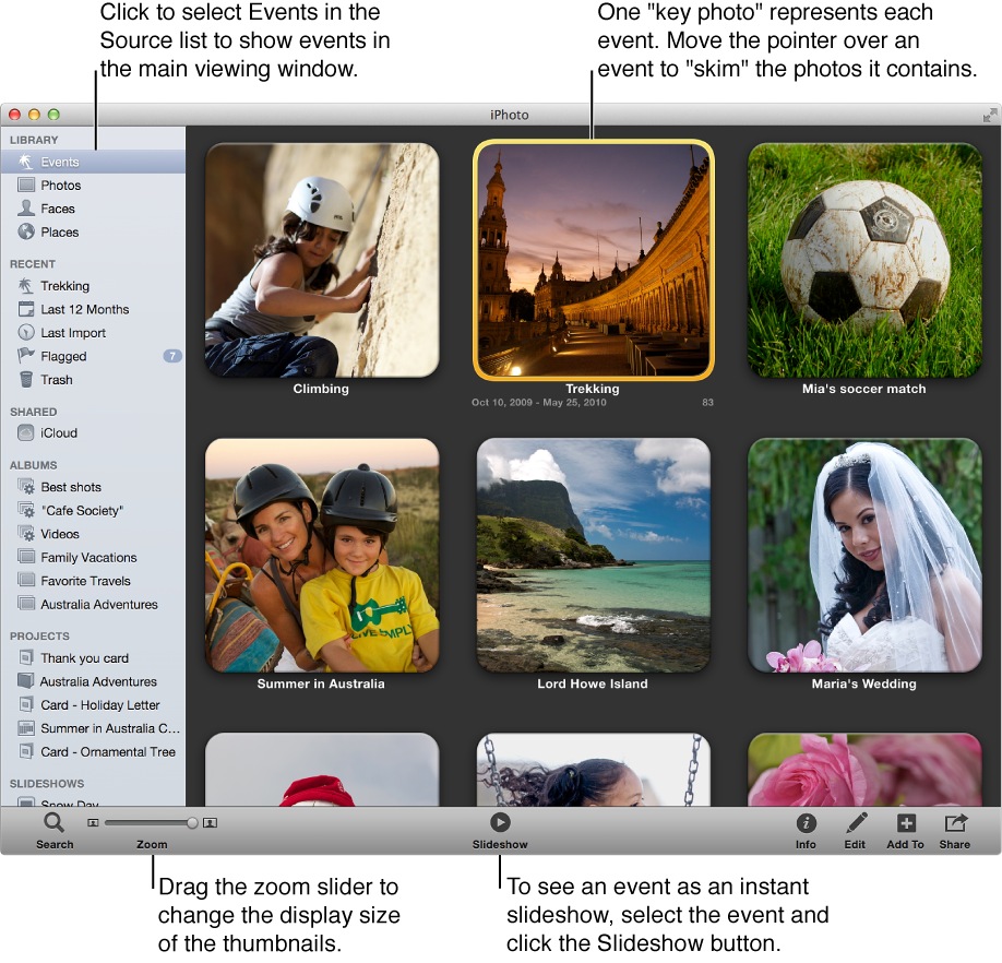 Image of Events view