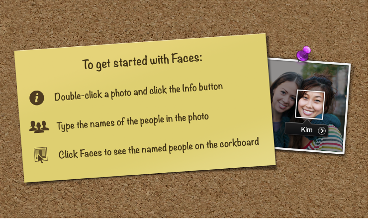Image of Faces corkboard on how to get started