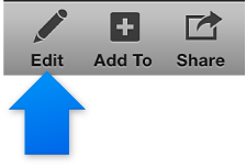 Image of iPhoto toolbar with Edit button highlighted