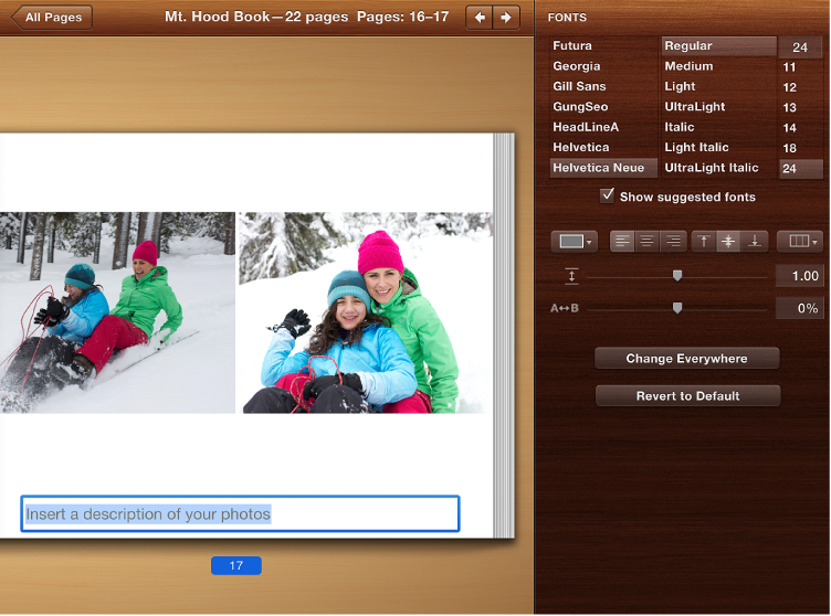 Image of text editing tools that appear in the Design pane