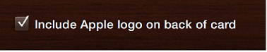 Image of the "Include Apple logo on back of card" checkbox