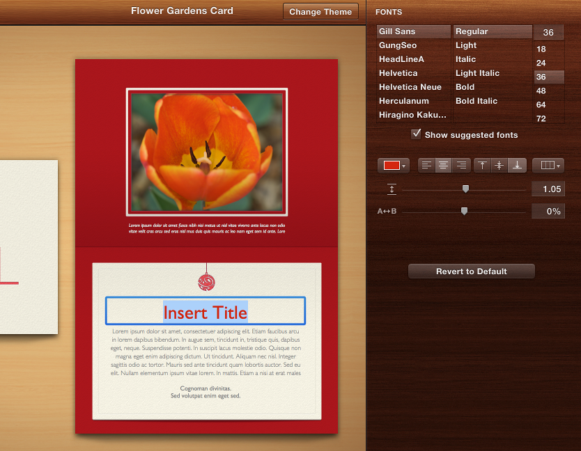 Image of text editing tools that appear in the Design pane