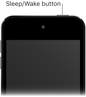 The upper portion of the front of iPod touch with a callout pointing to the Sleep/Wake button.
