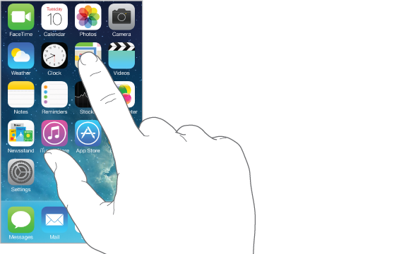 Finger tapping an app.